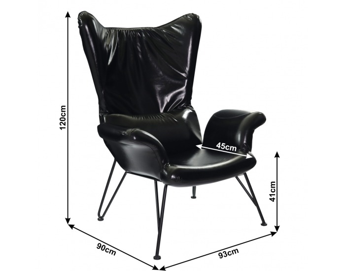 Kreslo (ušiak) Demas - čierna