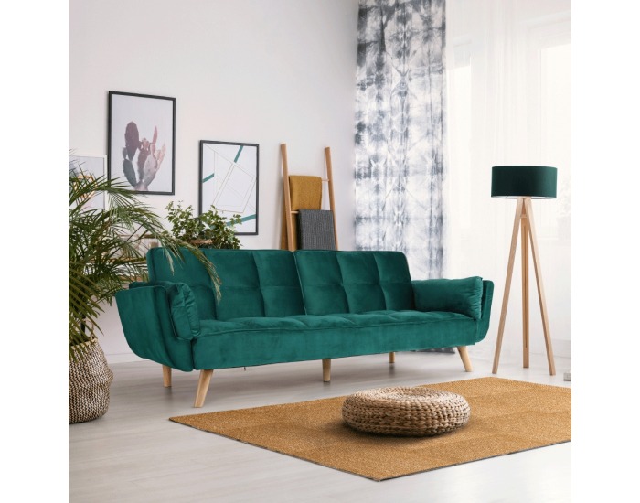 Rozkladacia pohovka Kaprera - smaragdová / buk