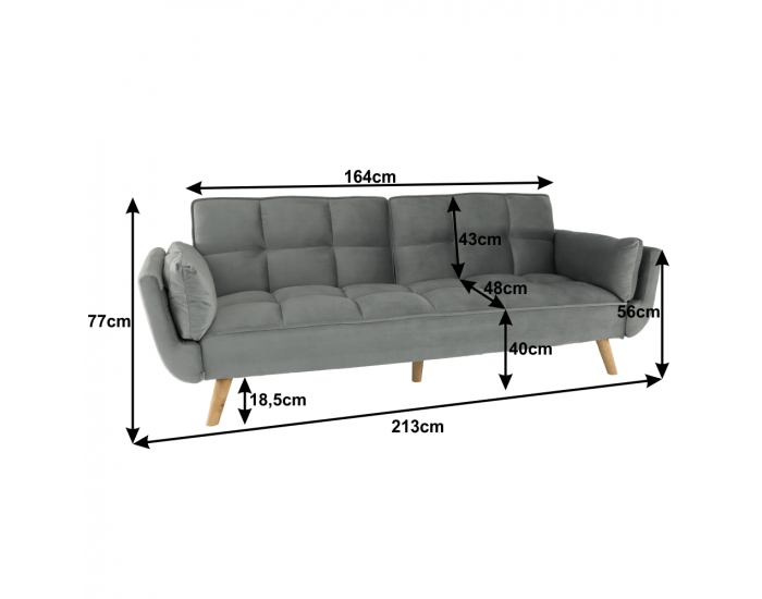 Rozkladacia pohovka Kaprera - svetlosivá / buk