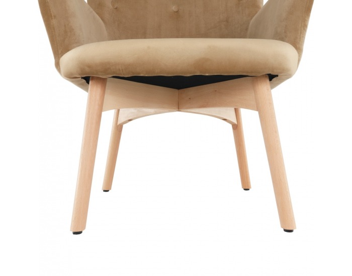 Kreslo s taburetkou Lager New - béžová / buk