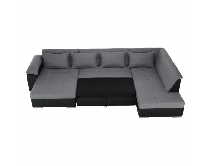 Rohová sedačka U s rozkladom Lemon P - čierna / svetlosivá