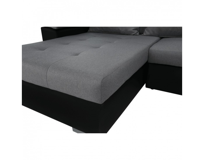 Rohová sedačka U s rozkladom Lemon P - čierna / svetlosivá