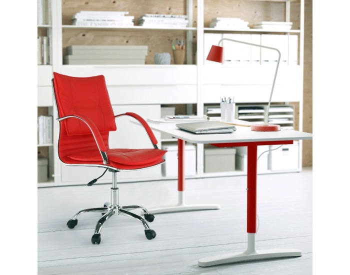 Kancelárske kreslo s podrúčkami Quirin New - červená / chróm