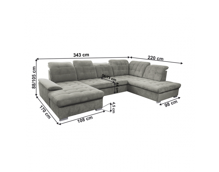 Rohová sedačka U s rozkladom Teodor New P - sivohnedá (taupe)