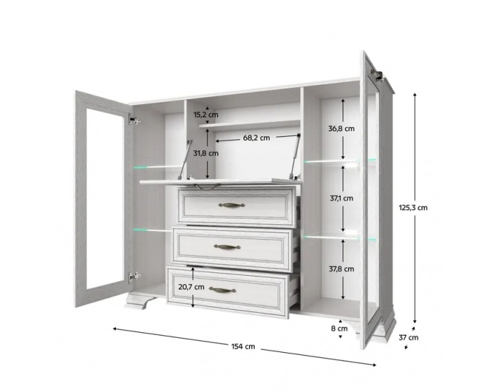 Barová skrinka Tiffy 2W3S1B - woodline krém