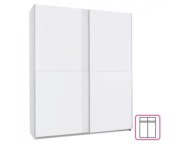 Šatníková skriňa s posuvnými dverami Tiner - biela