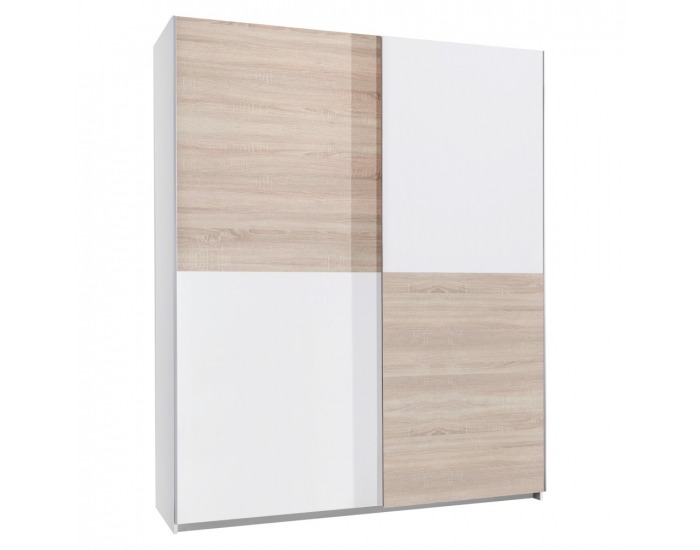 Šatníková skriňa s posuvnými dverami Tiner - dub sonoma / biela