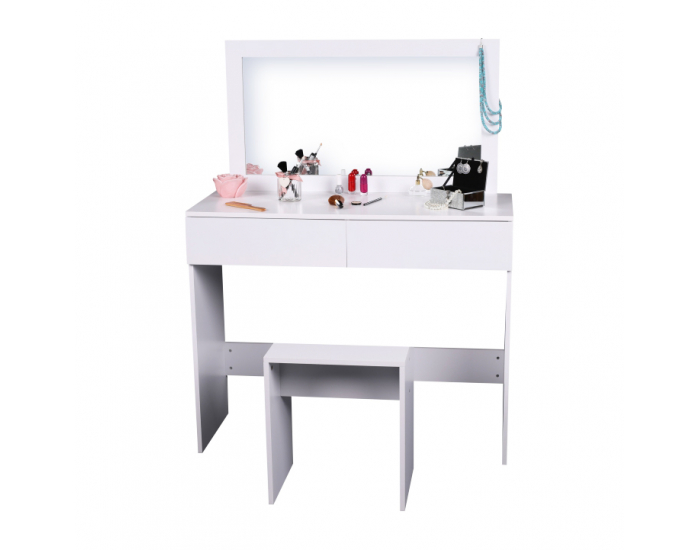 Toaletný stolík s taburetkou Lilien - biela