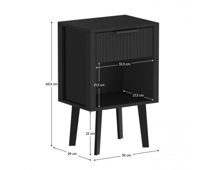 Nočný stolík Tobi - čierna
