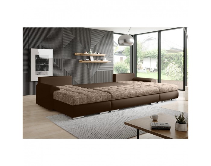 Rohová sedačka U s rozkladom Tolita U Uni L/P - hnedá / hnedý melír