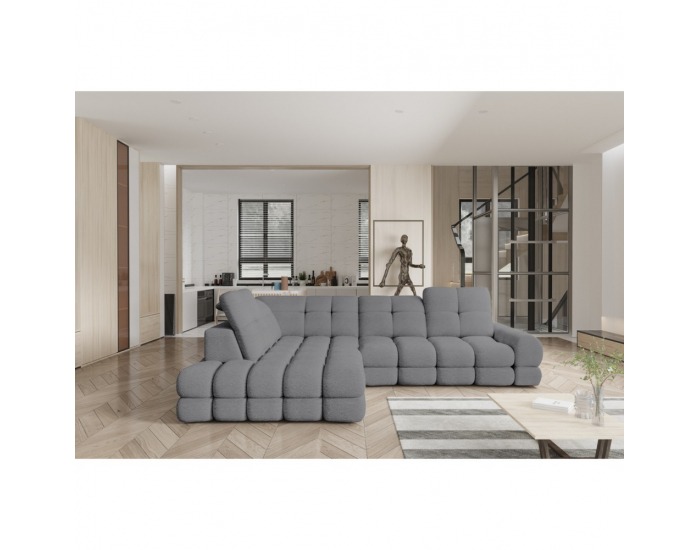 Rohová sedačka s rozkladom a úložným priestorom Tollo L Roh L - sivá