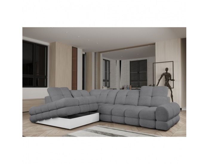 Rohová sedačka s rozkladom a úložným priestorom Tollo L Roh L - sivá