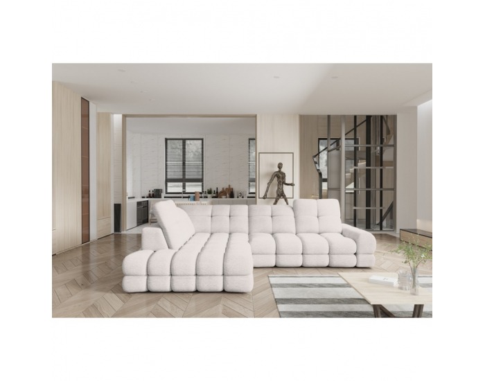 Rohová sedačka s rozkladom a úložným priestorom Tollo L Roh L - smotanová