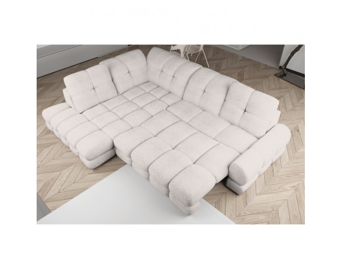 Rohová sedačka s rozkladom a úložným priestorom Tollo L Roh L - smotanová