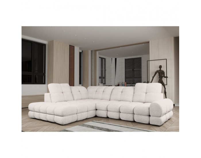 Rohová sedačka s rozkladom a úložným priestorom Tollo L Roh L - smotanová