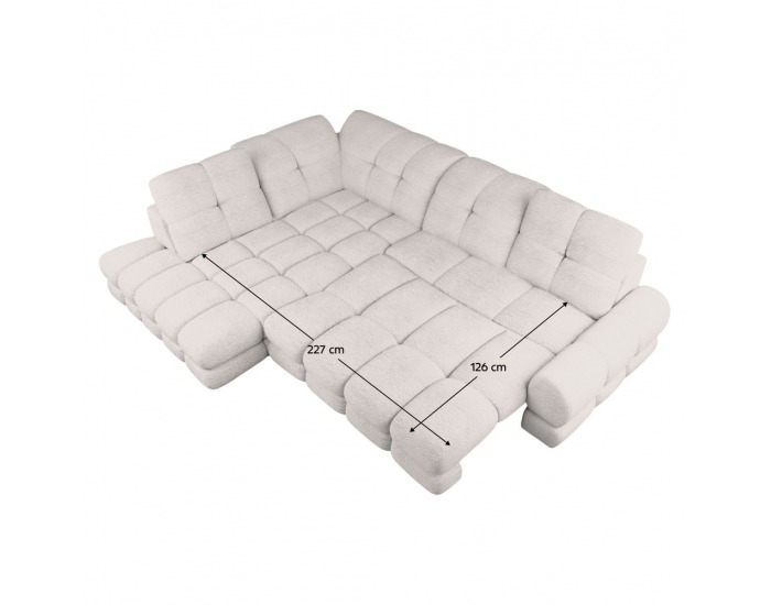 Rohová sedačka s rozkladom a úložným priestorom Tollo L Roh L - smotanová