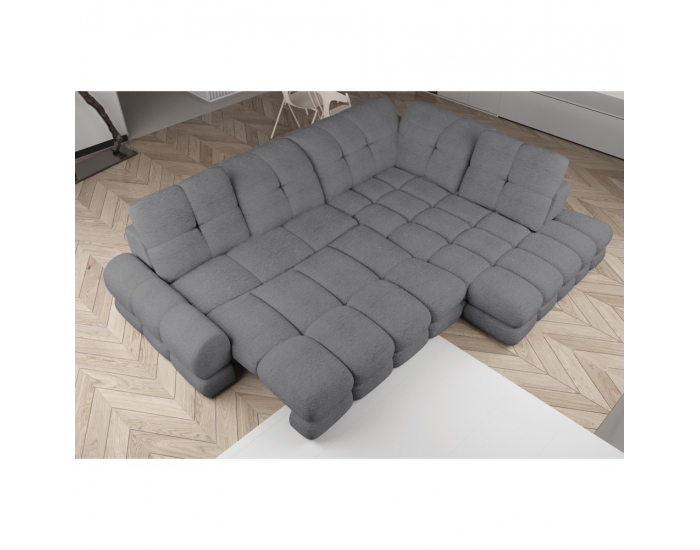 Rohová sedačka s rozkladom a úložným priestorom Tollo L Roh P - sivá