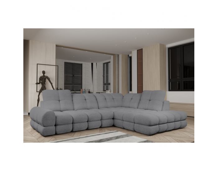 Rohová sedačka s rozkladom a úložným priestorom Tollo L Roh P - sivá