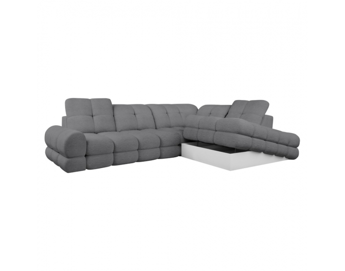 Rohová sedačka s rozkladom a úložným priestorom Tollo L Roh P - sivá
