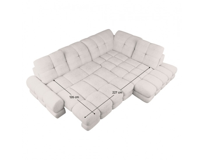 Rohová sedačka s rozkladom a úložným priestorom Tollo L Roh P - smotanová