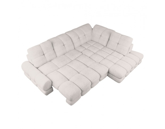 Rohová sedačka s rozkladom a úložným priestorom Tollo L Roh P - smotanová