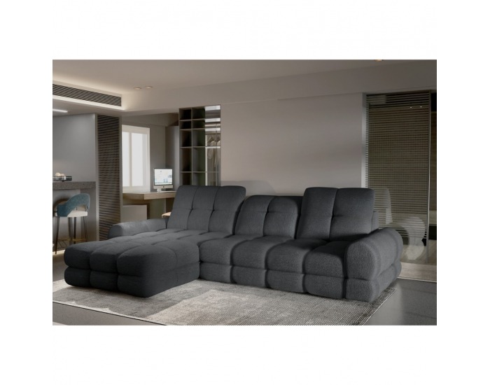 Rohová sedačka s rozkladom a úložným priestorom Tollo S Roh L - tmavosivá