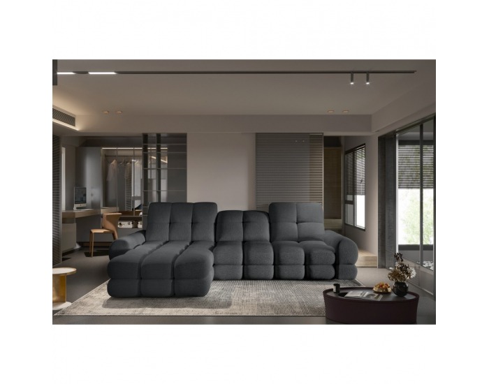 Rohová sedačka s rozkladom a úložným priestorom Tollo S Roh L - tmavosivá