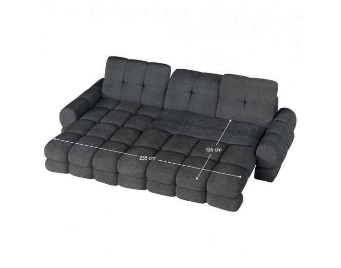 Rohová sedačka s rozkladom a úložným priestorom Tollo S Roh L - tmavosivá