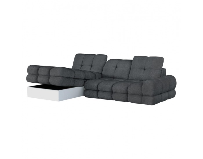 Rohová sedačka s rozkladom a úložným priestorom Tollo S Roh L - tmavosivá