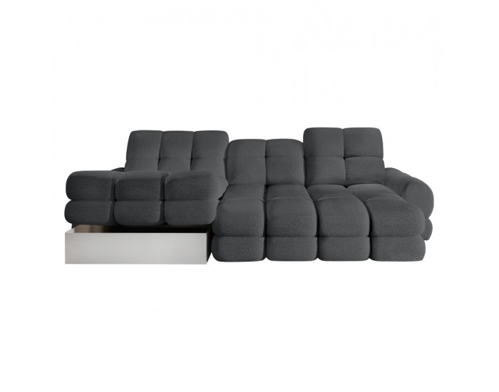 Rohová sedačka s rozkladom a úložným priestorom Tollo S Roh L - tmavosivá