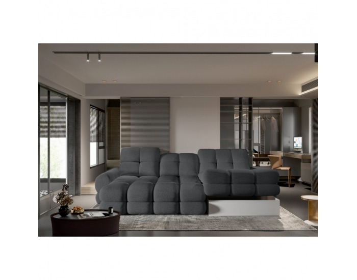 Rohová sedačka s rozkladom a úložným priestorom Tollo S Roh P - tmavosivá