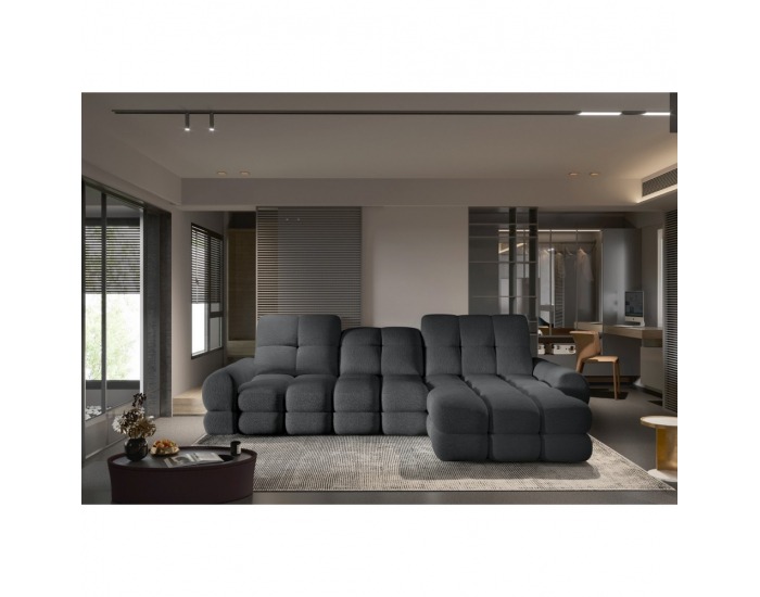 Rohová sedačka s rozkladom a úložným priestorom Tollo S Roh P - tmavosivá