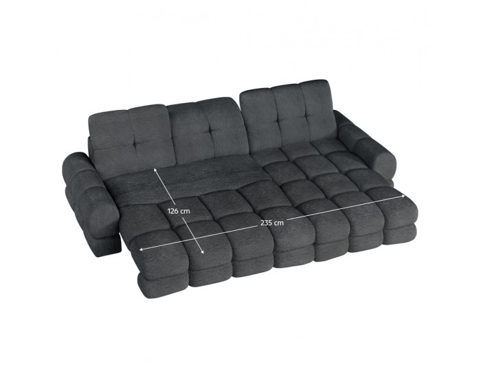 Rohová sedačka s rozkladom a úložným priestorom Tollo S Roh P - tmavosivá