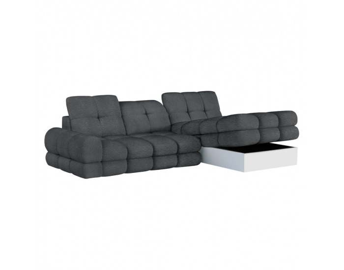 Rohová sedačka s rozkladom a úložným priestorom Tollo S Roh P - tmavosivá