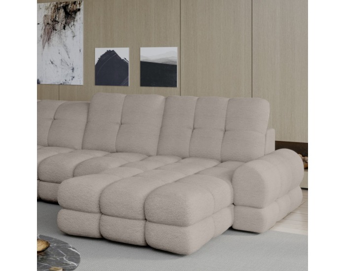 Rohová sedačka U s rozkladom a úložným priestorom Tollo XL Roh L - béžovosivá (taupe)