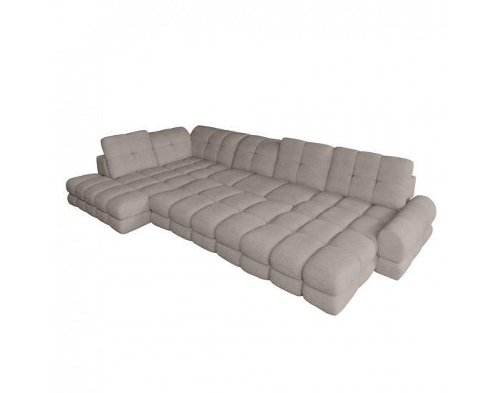 Rohová sedačka U s rozkladom a úložným priestorom Tollo XL Roh L - béžovosivá (taupe)