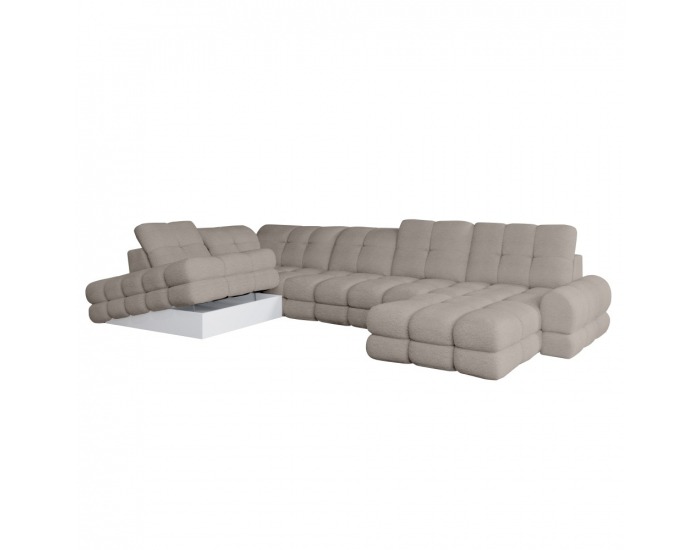 Rohová sedačka U s rozkladom a úložným priestorom Tollo XL Roh L - béžovosivá (taupe)