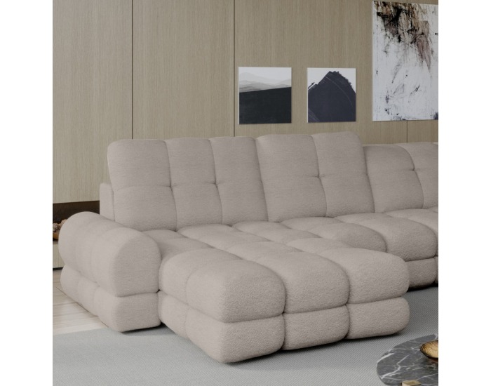 Rohová sedačka U s rozkladom a úložným priestorom Tollo XL Roh P - béžovosivá (taupe)