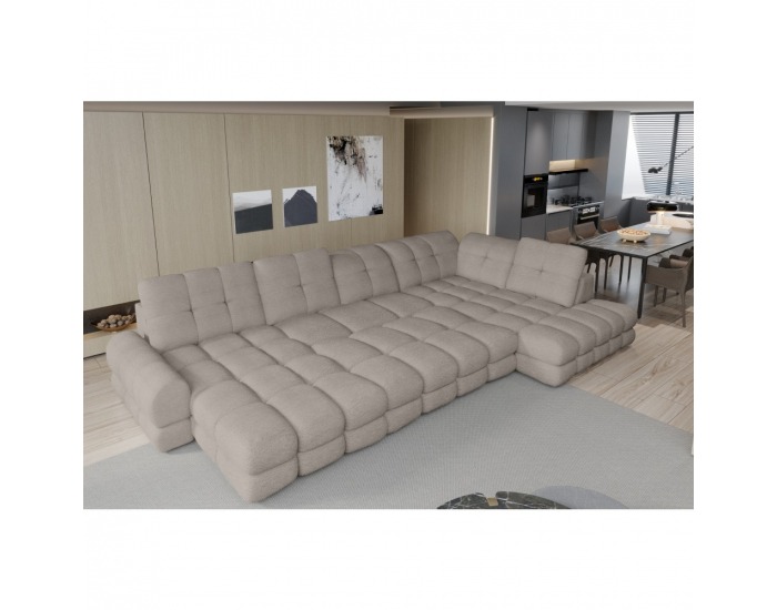 Rohová sedačka U s rozkladom a úložným priestorom Tollo XL Roh P - béžovosivá (taupe)