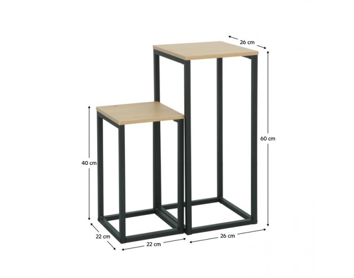 Príručný stolík (2 ks) Tolsos - dub / čierna