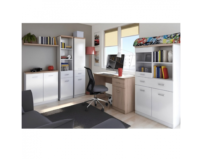 PC stolík Topty Typ 9 1D1S/120 - biela / dub sonoma