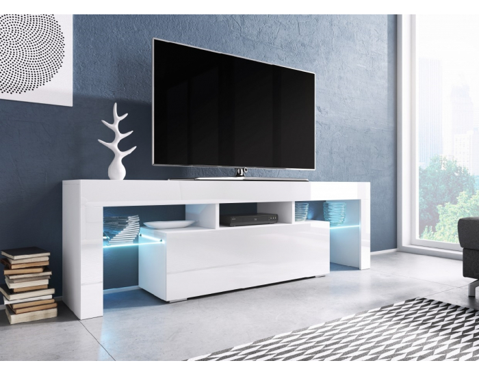 TV stolík Toro 138 - biela / biely lesk
