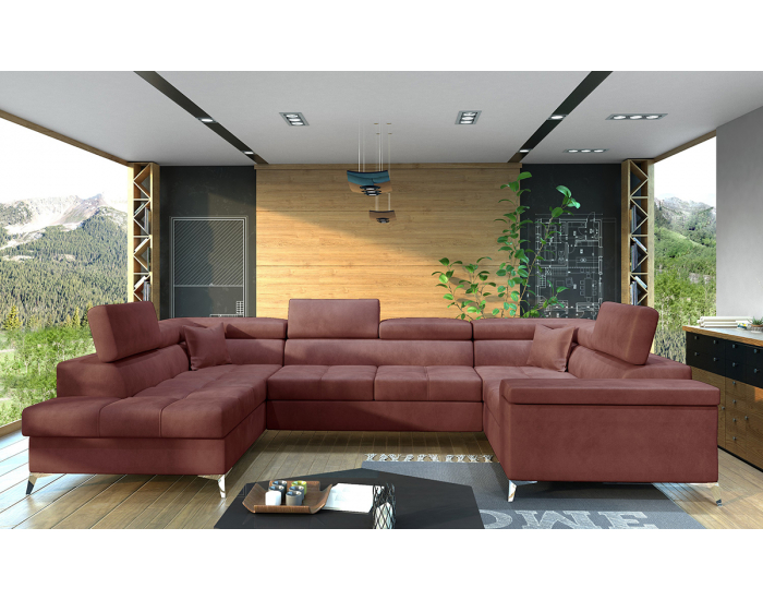 Rohová sedačka U s rozkladom a úložným priestorom Torres U P - bordová