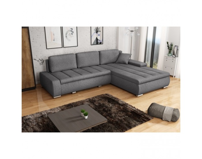 Rohová sedačka s rozkladom a úložným priestorom Toscania Roh L/P - sivá