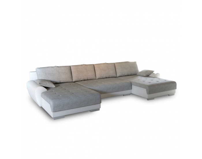 Rohová sedačka U s rozkladom a úložným priestorom Trendy L/P - biela / sivá