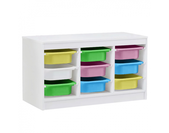 Organizér s úložnými boxami Trimal - biela / kombinácia farieb