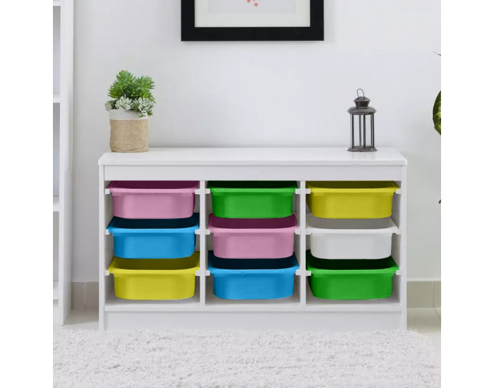 Organizér s úložnými boxami Trimal - biela / kombinácia farieb