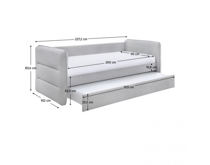 Rozkladacia posteľ s prístelkou Trinia - sivá