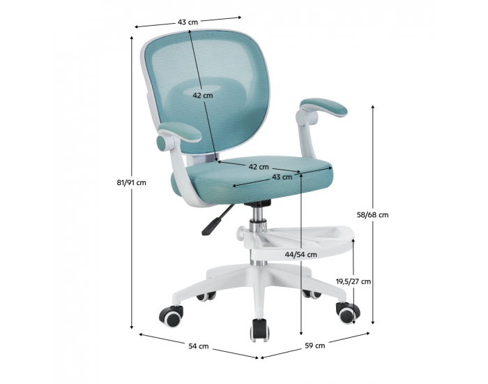 Detská stolička s podnožkou Trixi Typ 1 - neomint / biela