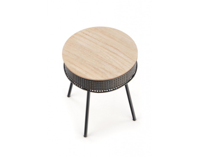 Okrúhly príručný stolík Trofea - prírodná / čierna